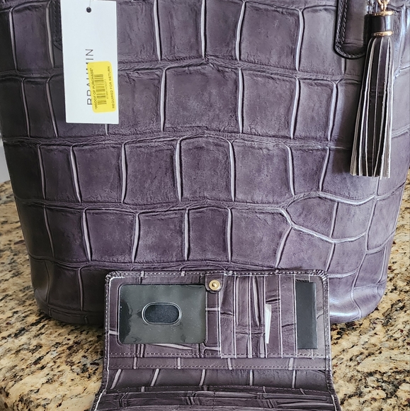 BRAHMIN Ezra Nocturnal Lysander slate gray Wallet & Handbag Set - Picture 1 of 7
